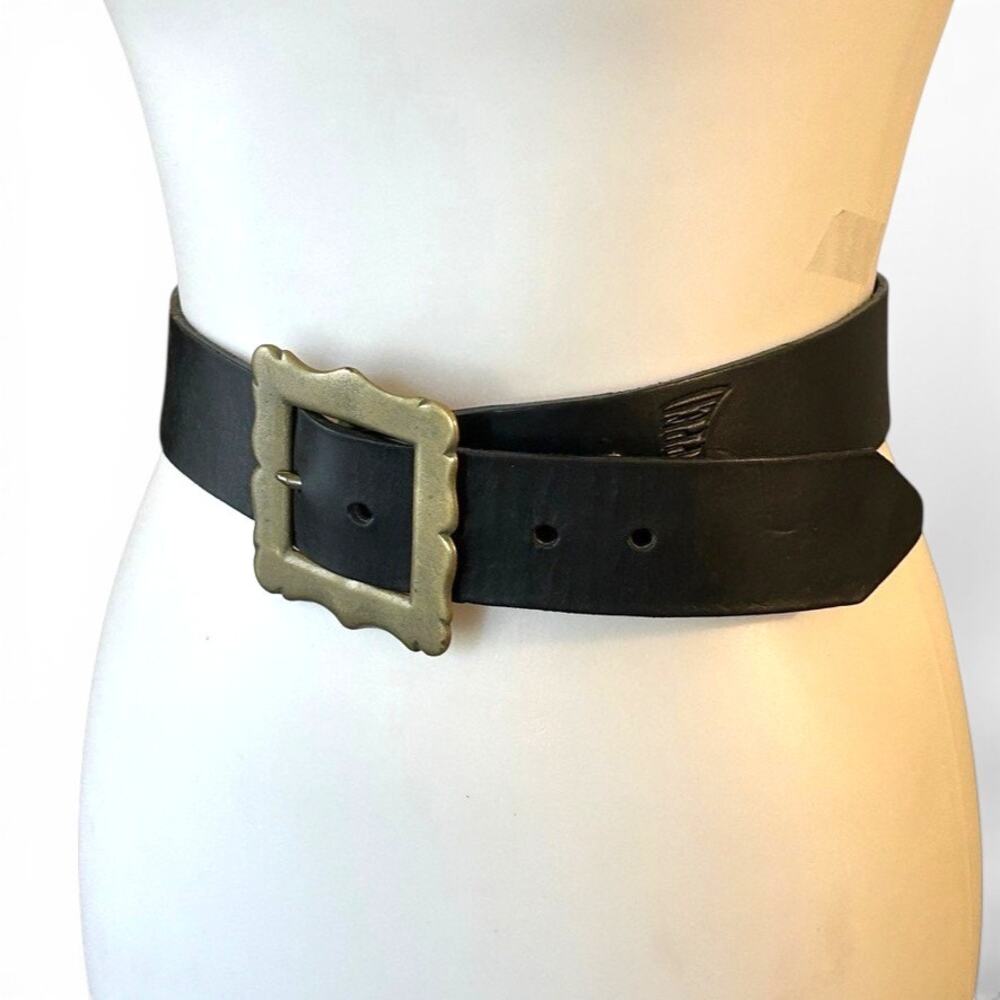 Vintage 90's Medieval Brass & Leather Belt by Strapped, worn 2x, excellent!